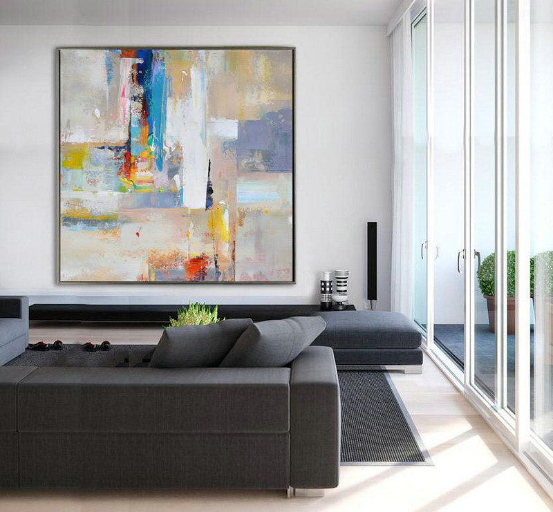 Original Artwork Extra Large Abstract Painting,Oversized Palette Knife Painting Contemporary Art On Canvas,Hand Painted Aclylic Painting On Canvas,Blue,Yellow,Nude,Pink,Red.etc